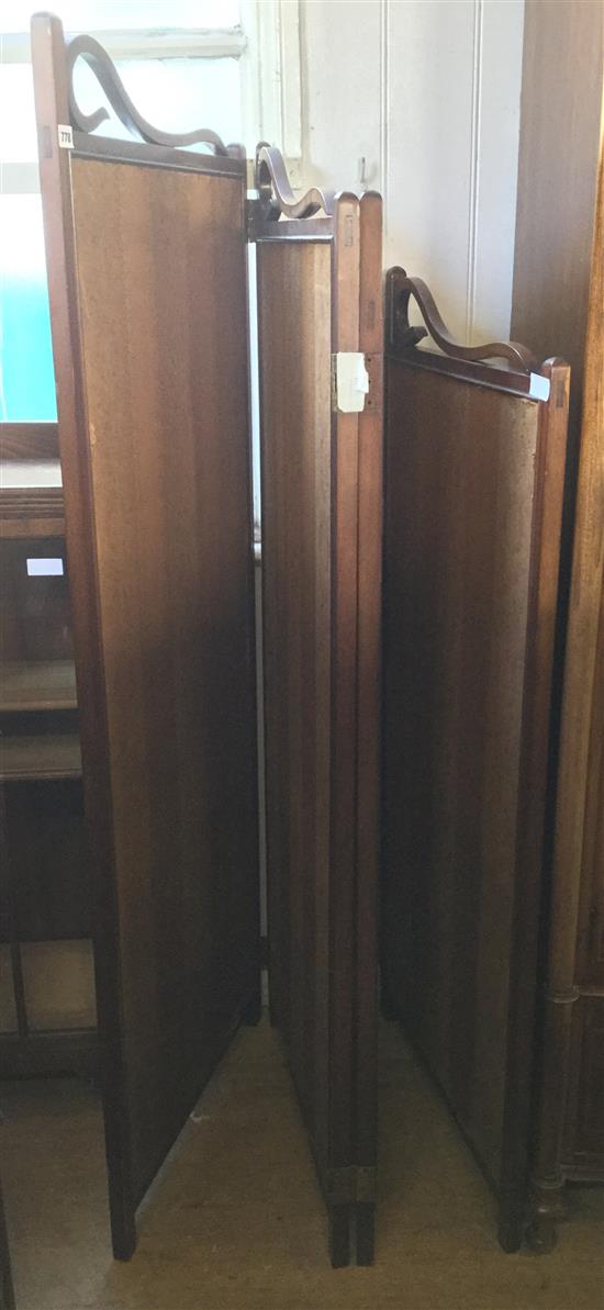 Late Victorian mahogany framed four fold draught screen